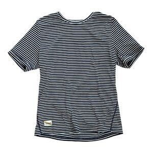 Tracksmith Horizon Tee T-Shirt Mens Large Navy Striped Short Sleeve Athletic Tee